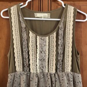 Brown, cream vintage lace dress